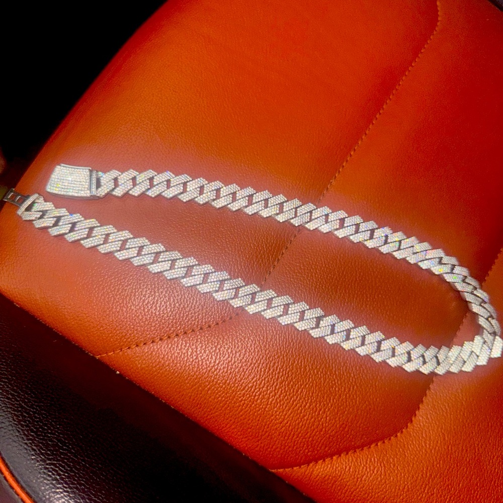 15MM “20 Cuban link with moissanite diamonds